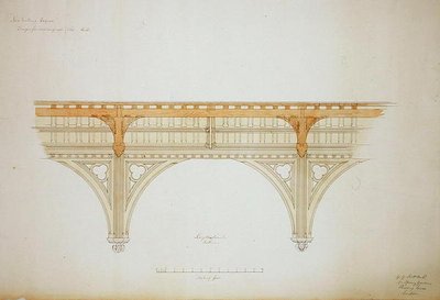 New College Oxford: Design for New Hall Roof by George Gilbert Scott