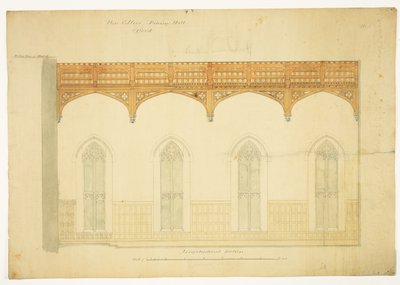 New College Oxford: Design for New Hall Roof by George Gilbert Scott