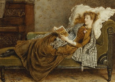 A Young Lady Reading in an Interior by George Goodwin Kilburne
