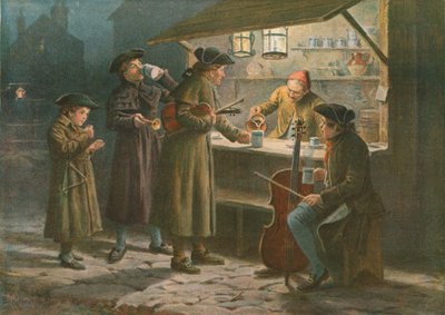 The Christmas Waits Refreshing at a Night Stall by George Goodwin Kilburne