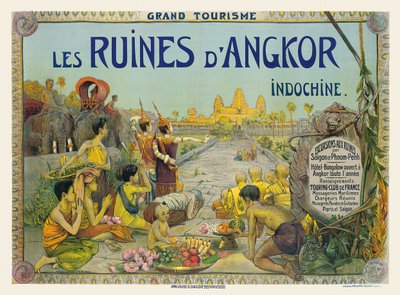 French poster advertising the Temples of Angkor in Indochina by George Groslier