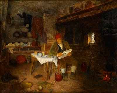 A Rustic Home: Reading the News, 1855 by George Hardy