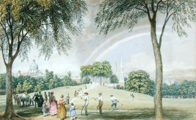 Afternoon Rainbow - Boston Common from Charles Street Mall, Boston, Massachusetts, c.1830-40 by George Harvey