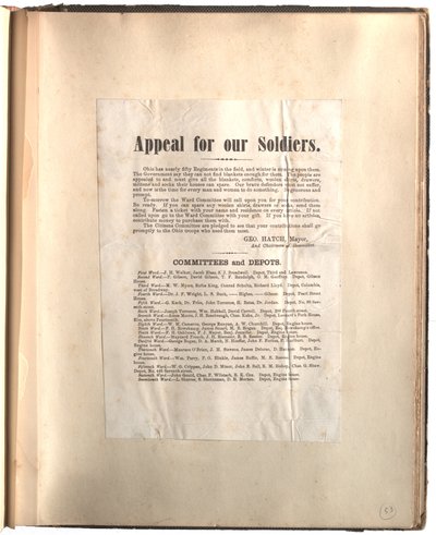 Appeal for our soldiers, Ohio [in scrapbook], c.1861-1865 by George Hatch