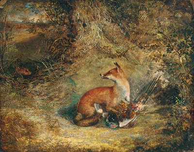 A fox with a pheasant by George Havell