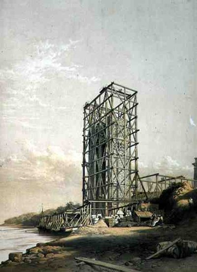 Britannia Bridge, Caernarvon Tower, September 1848, pub. in 1849 by George Hawkins