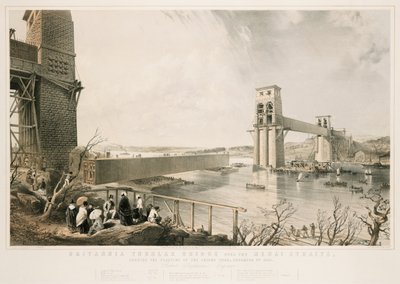Britannia Tubular Bridge during construction, 3rd December 1849 by George Hawkins