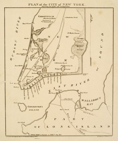 Plan of the city of New York showing the made and swampland, 1856 by George Hayward
