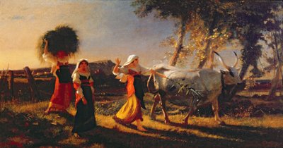 Italian Peasant Women in the Campagna Driving an Ox by George Hemming Mason