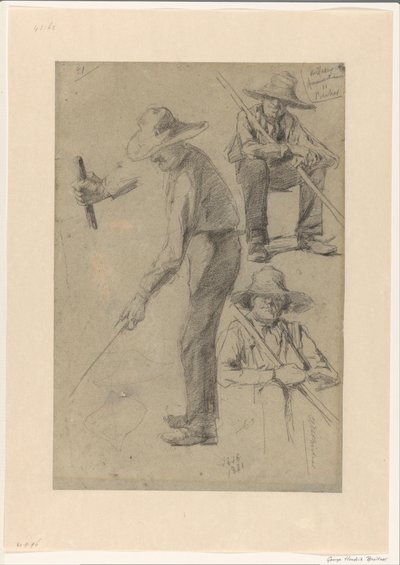 Sketch Sheet with Studies of a Gardener by George Hendrik Breitner