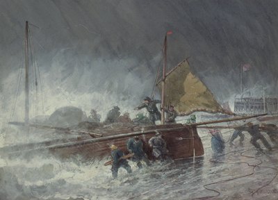 Deal Lugger Putting off in a Storm by George Henry Andrews
