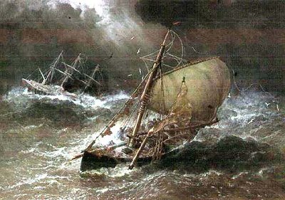Storm in the North Sea, with Smack & Barque by George Henry Andrews