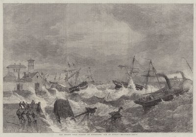 The Recent Gale, Wrecks at Kingstown, Bay of Dublin by George Henry Andrews