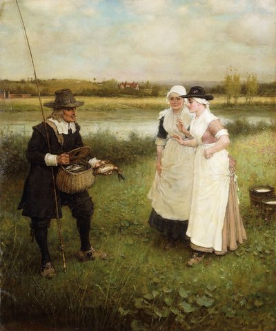 Isaac Walton and the Milkmaids by George Henry Boughton