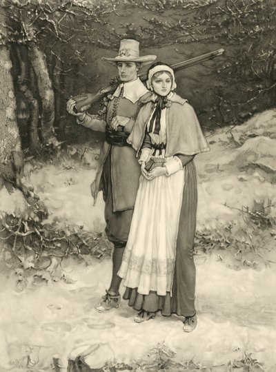 Puritan couple on their way to Sunday worship by George Henry Boughton
