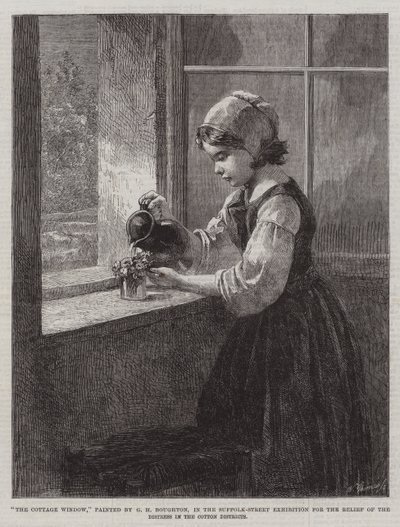 The Cottage Window, in the Suffolk-Street Exhibition for the Relief of the Distress in the Cotton Districts by George Henry Boughton