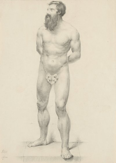 Untitled - Standing Male Nude with Fig Leaf by George Henry Hall