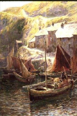 Fishing Boats, Polperro, Cornwall by George Hillyard Swinstead