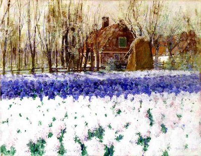 A Cottage and a Field of Hyacinths by George Hitchcock