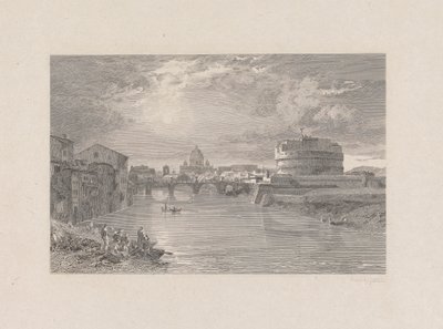 Rome; Bridge and Castle of St. Angelo on the Tyber by George Hollis