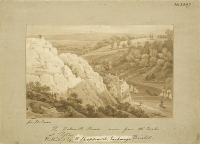 Hotwell House from Clifton Rocks, c.1815 by George Holmes