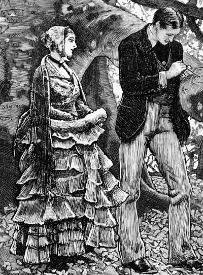Illustration Depicting a Woman Refusing a Proposal from a Man by George Housman Thomas