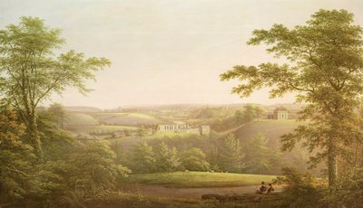 Easby Hall and Easby Abbey with Richmond, Yorkshire, in the Background by George Cuitt