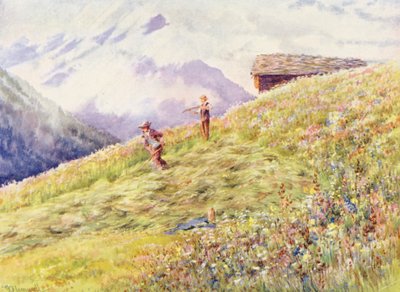 Haymaking at Champex in the Middle of July by George Jackson Flemwell