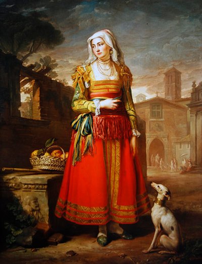 Portrait of a Lady, full length, Dressed in Italian Costume by George James