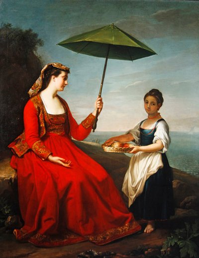 Portrait of a Lady, full length, Seated on a Rock by George James