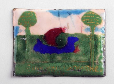 Enamel plaque with a sketch by George James Frampton