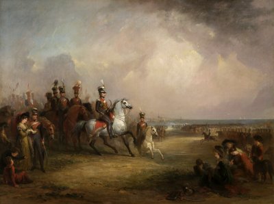 Colonel Sir John Leicester, Bt, and the Kings Cheshire Yeomanry Cavalry Exercising on the Sands at Liverpool by George Jones