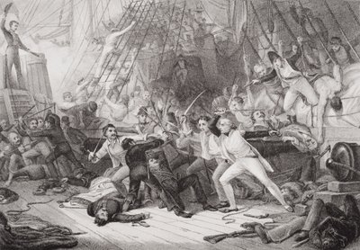 Nelson Boarding the San Josef at the Battle of St. Vincent, 14 February 1797, from Illustrations of English and Scottish History Volume II by George Jones