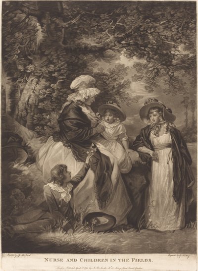 Nurse and Children in the Fields by George Keating after George Morland