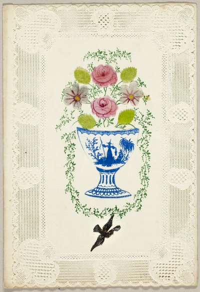 Untitled Valentine (Vase of Flowers with Bird) by George Kershaw