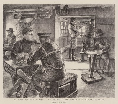 A Ship on the Sands, the Interior of the Beach House, Caister by George Kingston Jones