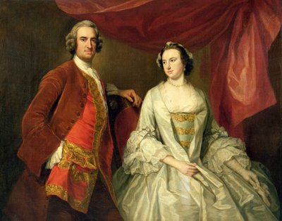 A Man and a Woman, Possibly of the Missing Family, of Little Park House, Wickham, Hampshire, 1747 by George Knapton