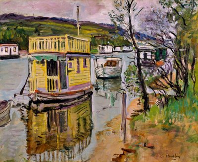 Houseboats, Loch Lomond by George Leslie Hunter