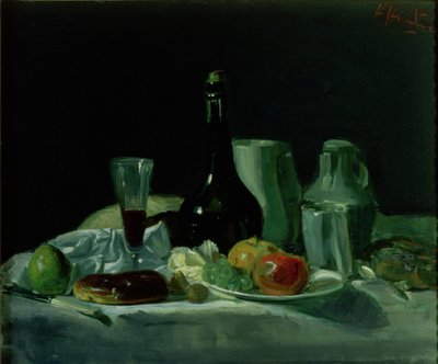 Still Life - Bottle and Fruit by George Leslie Hunter