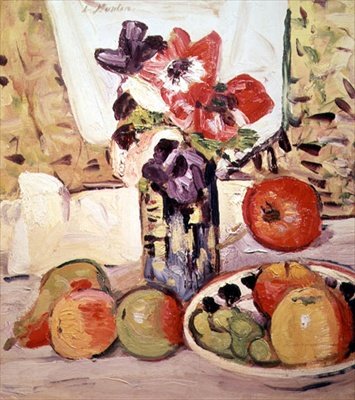 Still Life of Anemones and Apples by George Leslie Hunter