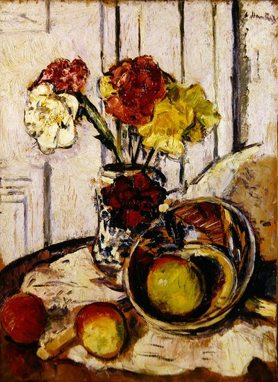 Still Life of Apples and Carnations by George Leslie Hunter