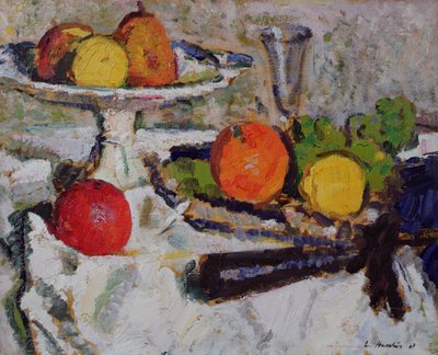 Still Life of Fruit on a White Tablecloth, 1921 by George Leslie Hunter