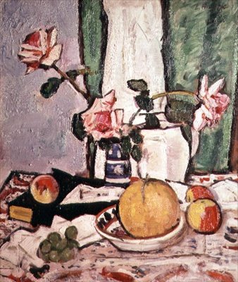 Still Life of Roses and a Grapefruit by George Leslie Hunter