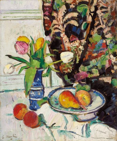 Still Life with Tulips and Fruit by George Leslie Hunter