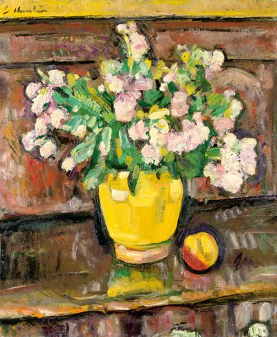 Still Life with Flowers in a Yellow Vase by George Leslie Hunter