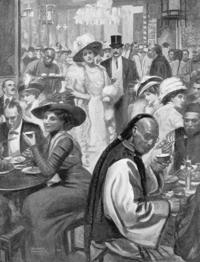 The Latest Craze of American Society, New Yorkers Dining in a Chinese Restaurant, illustration from 