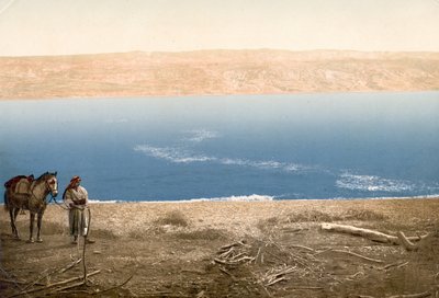 Man with horse standing near the Dead Sea by Bartolome Esteban and studio Murillo