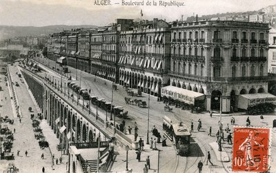 Postcard Depicting the Boulevard de la Republique, Algiers, Algeria by Bartolome Esteban and studio Murillo