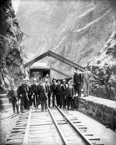 Hanging Bridge - President Theodore Roosevelt and Party in the Royal Gorge of the Arkansas River, 8 May 1905 by George Lytle Beam