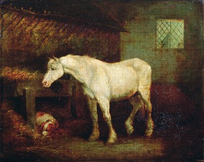 An Old Grey Mare at a Manger by George Morland